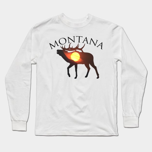 Montana Elk Sunrise Long Sleeve T-Shirt by Whisperingpeaks